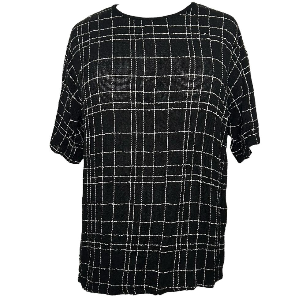 Vintage Arbani Black and White Plaid Top